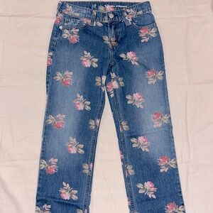 90s Straight Style Floral Print Girl’s Jeans